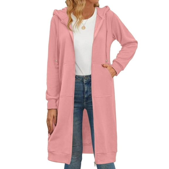 Zeagoo Women's Zip Up Hoodies Oversized Fleece Long Tunic Sweatshirts Casual Long Sleeve Fall and Spring Hoodie Jacket Coat