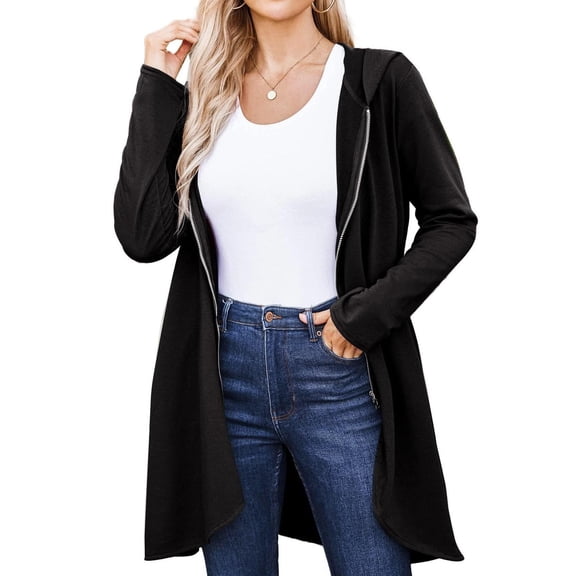 Zeagoo Women's Zip Up Long Hoodies Oversized Fleece Long Sleeve Sweatshirts Casual Fall Jacket Coat with Pocket