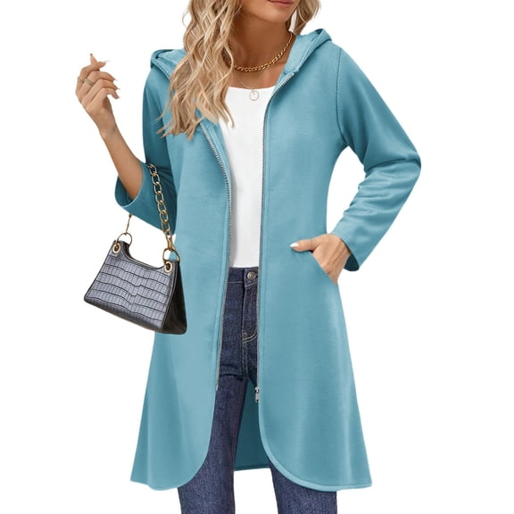 Zeagoo Women's Zip Up Long Hoodies Oversized Fleece Long Sleeve Sweatshirts Casual Fall Jacket Coat with Pocket