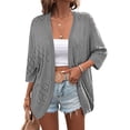 thumbnail image 1 of Zeagoo Womens 2025 Lightweight Crochet Cardigan Sweaters Open Front 3/4 Sleeve Knit Kimono Summer Boho Cover Up, 1 of 5