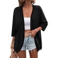 thumbnail image 1 of Zeagoo Womens 2025 Lightweight Crochet Cardigan Sweaters Open Front 3/4 Sleeve Knit Kimono Summer Boho Cover Up, 1 of 6