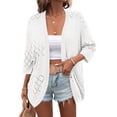 thumbnail image 1 of Zeagoo Womens 2025 Lightweight Crochet Cardigan Sweaters Open Front 3/4 Sleeve Knit Kimono Summer Boho Cover Up, 1 of 5
