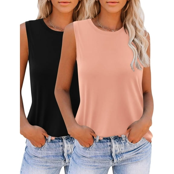 Zeagoo Womens 2025 Tank Tops 3 Pack Sleeveless Crew Neck T Shirts Casual Loose Fit Summer Tunic Blouses Tee