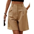 thumbnail image 1 of Zeagoo Womens Bermuda Shorts Casual Back Elastic Waist Wide Leg Shorts Knee Length Cargo with Pockets, 1 of 6