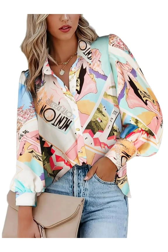 Womens Blouses Dressy Casual Spring Stripe Long Sleeve Shirts Button Down Tops Fashion