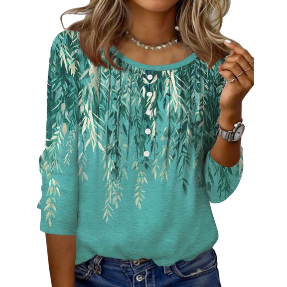 Zeagoo Womens Blouses Womens Tops Casual Crew Neck Shirts Basic Tees Business Work Blouses Beach Vacation Clothes for Women Green