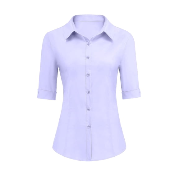 Zeagoo Womens Button Down Shirt 3/4 Length Sleeves Dress Tops Collared Fashion Shirts for Spring Summer