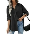 thumbnail image 1 of Zeagoo Womens Button Up Shirt Loose Drop Shoulder Blouses Long Sleeve Soft Office Dress Collar Shirt with Pockets, 1 of 6
