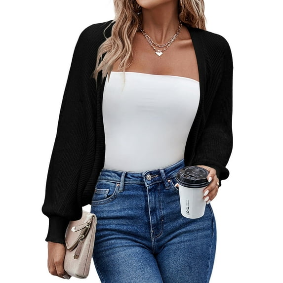 Zeagoo Womens Cardigan Casual Shrugs Lightweight Long Sleeve Soft Drape Open Front Knitted Bolero for Dresses
