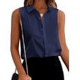 thumbnail image 1 of Zeagoo Womens Casual Sleeveless Button Down Shirts Office Blouses Loose V Neck Tank Tops for Spring Summer, 1 of 6