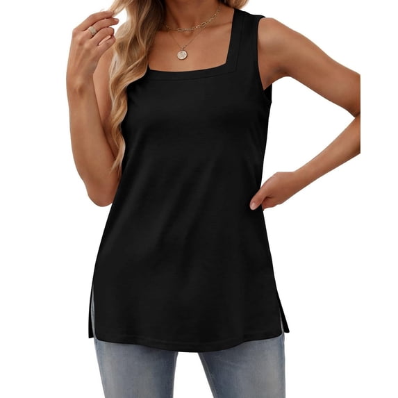Zeagoo Womens Casual Tank Top Basic Solid Flowy Tank Tops Square Neck Sleeveless Lightweight Summer Tops