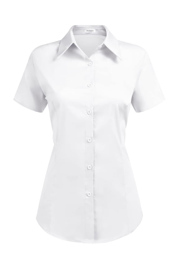Womens Cotton Button Down Fitted Button Up Server Uniform Shirt