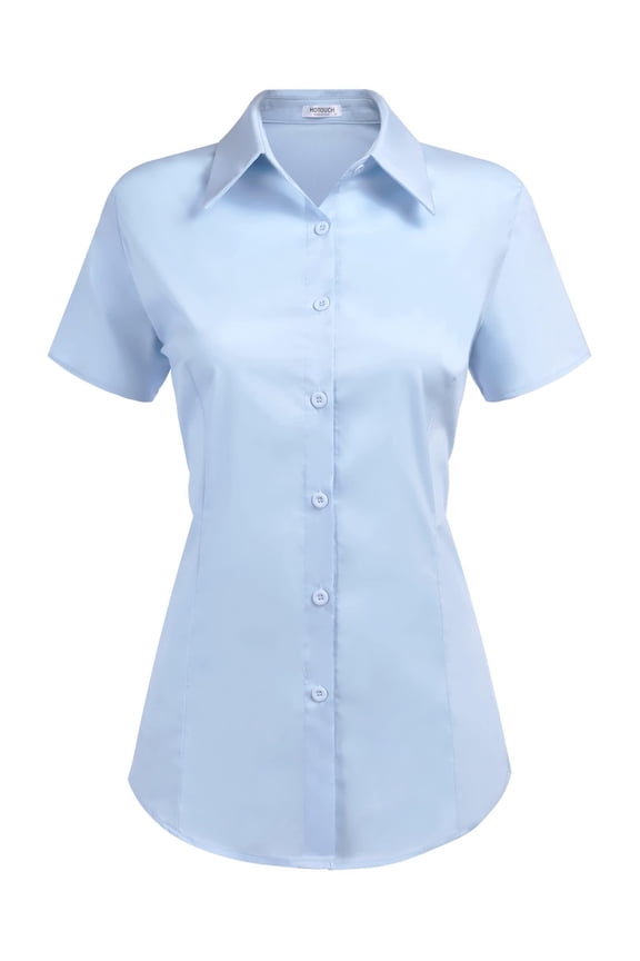 Womens Cotton Button Down Fitted Button Up Server Uniform Shirt