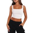 thumbnail image 1 of Zeagoo Womens Cropped Tank Tops 2025 Summer Square Neck Double Layer Slim Fitted Y2k Crop Top, 1 of 4