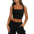 thumbnail image 1 of Zeagoo Womens Cropped Tank Tops 2025 Summer Square Neck Double Layer Slim Fitted Y2k Crop Top, 1 of 4