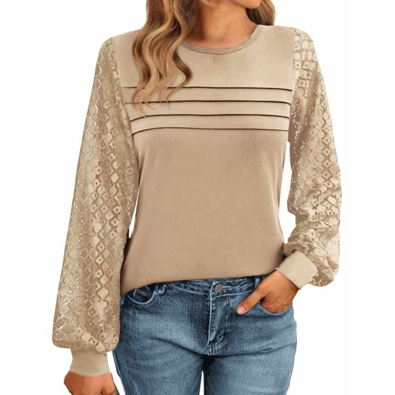 Zeagoo Womens Elegant Blouse Lace Long Sleeve Tops Dressy Cute Fall Tops Casual Work T-Shirts