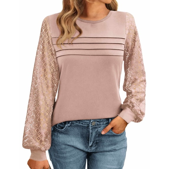 Zeagoo Womens Elegant Blouse Lace Long Sleeve Tops Dressy Cute Fall Tops Casual Work T-Shirts