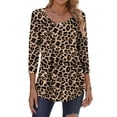thumbnail image 1 of Zeagoo Womens Fall Fashion 3/4 Sleeve Round Neck Floral Ink Dot Tops Pleated Business Work Shirts, 1 of 6