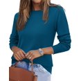 thumbnail image 1 of Zeagoo Womens Fall Sweaters Long Sleeve Tops Classic Crew Neck Pullover Sweaters Loose Dressy Blue Basic Tops, 1 of 6
