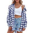 thumbnail image 1 of Zeagoo Womens Flannel Shirts Long/Roll Up Sleeve Collared Button Down Plaid Shirt Casual Work Tops, 1 of 6