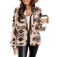 thumbnail image 1 of Zeagoo Womens Fleece Jacket Fuzzy Stand Collar Western Aztec Snap Button Down Jacket Outerwear with Pockets, 1 of 4