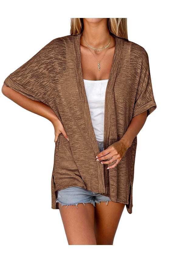 Womens Lightweight Cardigan Short Sleeve Cardigans Open Front Beach Coverup