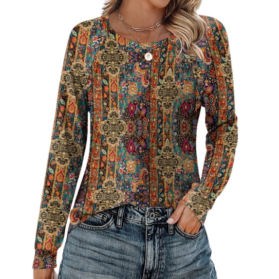 Zeagoo Womens Long Sleeve T-shirts Casual Fall Tunic Tops Work Fashion Cute Sweaters Button Design
