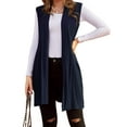 thumbnail image 1 of Zeagoo Womens Long Vests Sleeveless Draped Lightweight Open Front Cardigan Layering Vest with Side Pockets, 1 of 6
