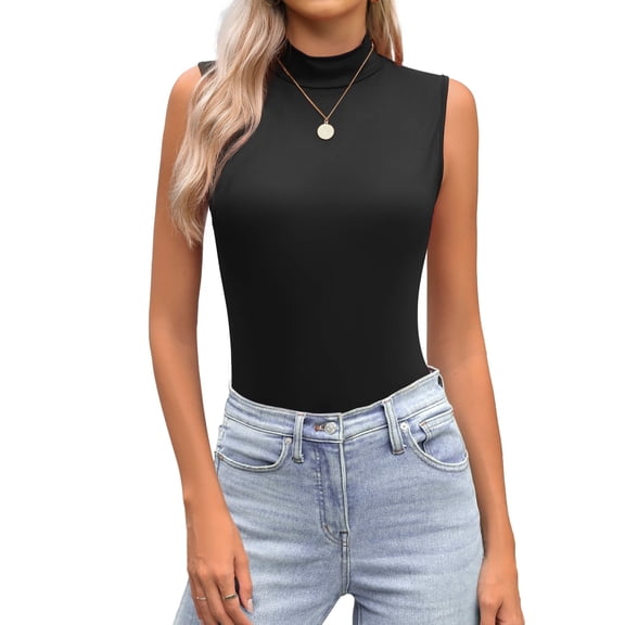 Zeagoo Womens Mock Neck Tank Tops Slim Fitted Turtleneck Sleeveless Top Stretchy Basic Casual Layer Tee Shirts