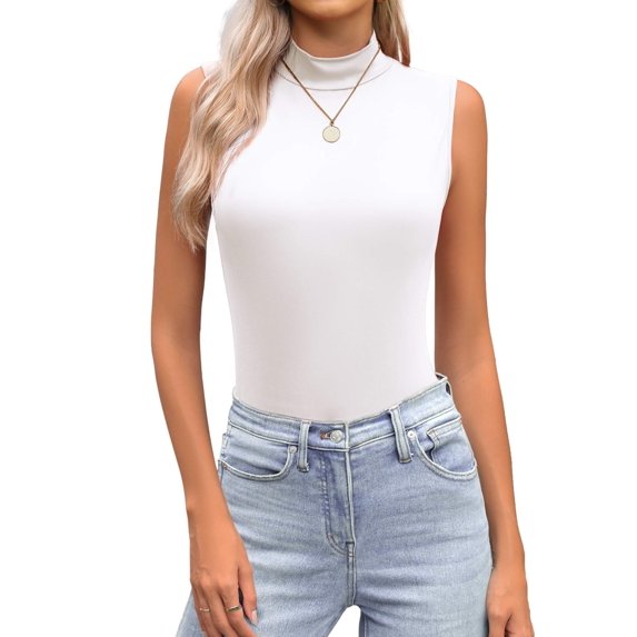 Zeagoo Womens Mock Neck Tank Tops Slim Fitted Turtleneck Sleeveless Top Stretchy Basic Casual Layer Tee Shirts
