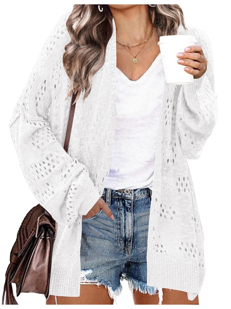 Zeagoo Womens Plus Size Crochet Cardigan Kimonos Boho Long Sleeve