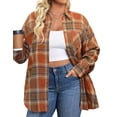 thumbnail image 1 of Zeagoo Womens Plus Size Flannel Plaid Shirts Long Sleeve Casual Collared Button Down Shirt Loose Blouse Top, 1 of 7