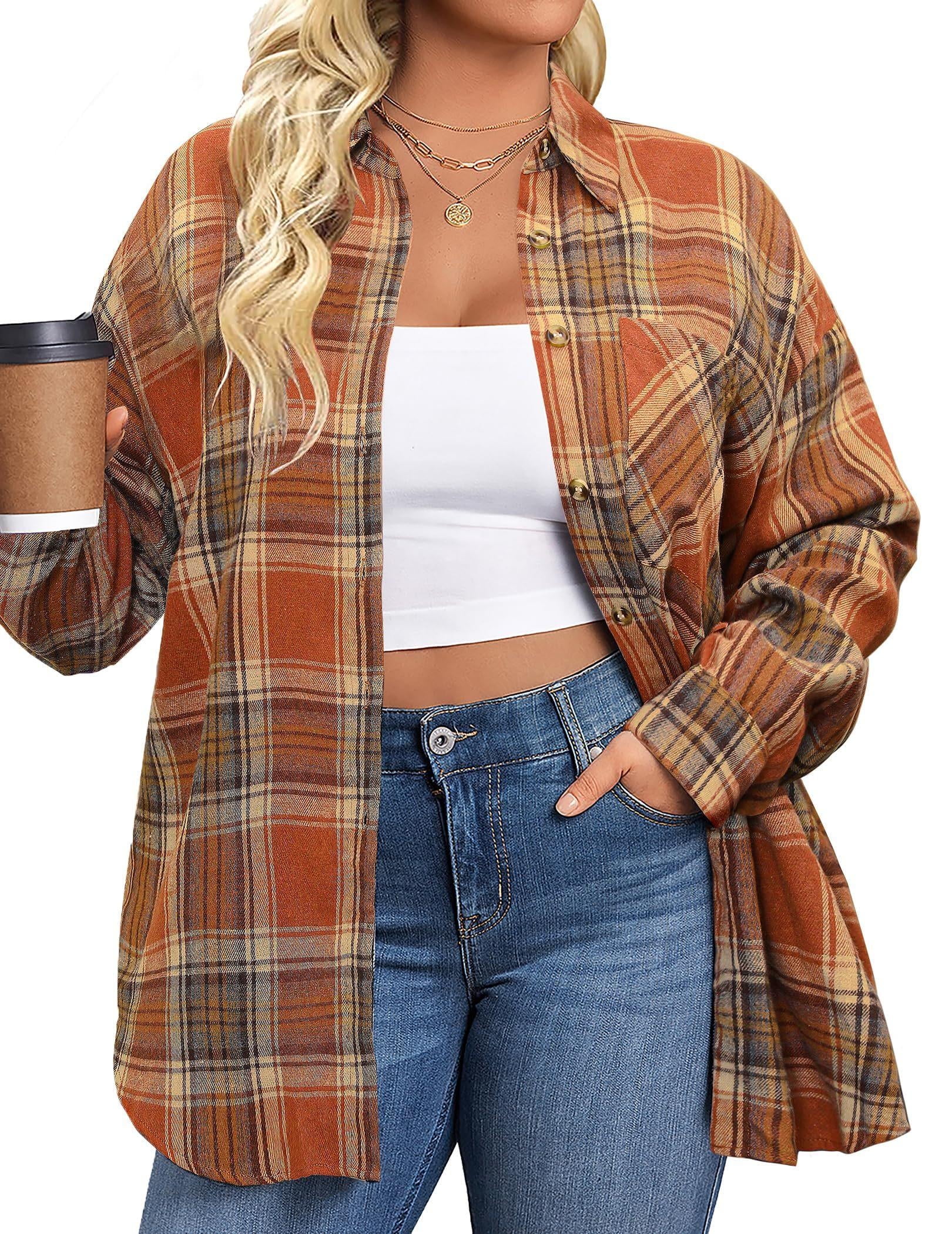 Fantaslook Plus Size Flannel Plaid Shirt – Soft, Cozy, Versatile