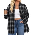 thumbnail image 1 of Zeagoo Womens Plus Size Flannel Plaid Shirts Long Sleeve Casual Collared Button Down Shirt Loose Blouse Top, 1 of 7
