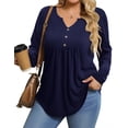 thumbnail image 1 of Zeagoo Womens Plus Size Long Sleeve Shirts Fall Tunic Top V-neck T-Shirt Button Up Dressy Casual Blouse, 1 of 6