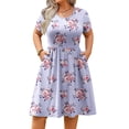 thumbnail image 1 of Zeagoo Womens Plus Size Summer Dress Short Sleeve Casual Mini Dresses Empire Waist T-Shirt Dress with Pockets, 1 of 5