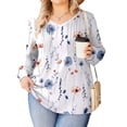 thumbnail image 1 of Zeagoo Womens Plus Size Tops Puff Long Sleeve T-Shirts Pleated V Neck Tunics Fall Dressy Casual Loose Blouse, 1 of 5