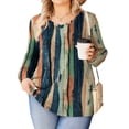 thumbnail image 1 of Zeagoo Womens Plus Size Tops Puff Long Sleeve T-Shirts Pleated V Neck Tunics Fall Dressy Casual Loose Blouse, 1 of 5
