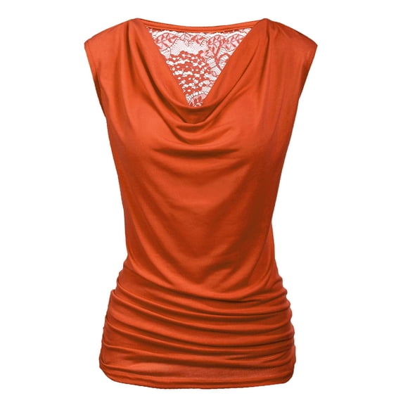 Zeagoo Womens Ruched Cowl Neck Tank Tops Sleeveless Stretch Blouse with Side Shirring