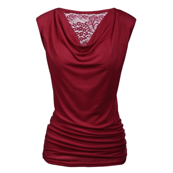 Zeagoo Womens Ruched Cowl Neck Tank Tops Sleeveless Stretch Blouse with Side Shirring