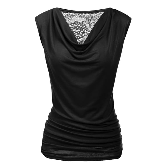 Zeagoo Womens Ruched Cowl Neck Tank Tops Sleeveless Stretch Blouse with Side Shirring