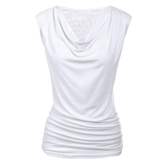 Zeagoo Womens Ruched Cowl Neck Tank Tops Sleeveless Stretch Blouse with Side Shirring