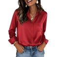 thumbnail image 1 of Zeagoo Womens Satin Blouse Long Sleeve V Neck Shirts Dressy Casual Button Down Business Shirts With Pockets, 1 of 6