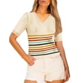 thumbnail image 1 of Zeagoo Womens Short Sleeve Sweaters Soft Casual V Neck Pullover Tops Lightweight Knit Sweater Blouse, 1 of 6