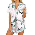 thumbnail image 1 of Zeagoo Womens Silk Satin Pajamas Set Button Down Short Sleeve Sleepwear Set 2 Piece Ruffled Pjs, 1 of 6
