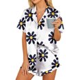 thumbnail image 1 of Zeagoo Womens Silk Satin Pajamas Set Button Down Short Sleeve Sleepwear Set 2 Piece Ruffled Pjs, 1 of 6
