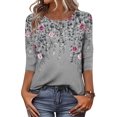 thumbnail image 1 of Zeagoo Womens Spring Tops 3/4 Sleeve Crew Neck T-Shirts Summer Business Dressy Work Blouses Vacation Outfits, 1 of 5