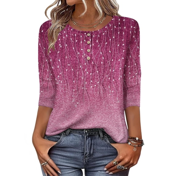 Zeagoo Womens Spring Tops 3/4 Sleeve Crew Neck T-Shirts Summer Business Dressy Work Blouses Vacation Outfits