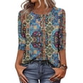 thumbnail image 1 of Zeagoo Womens Spring Tops 3/4 Sleeve Crew Neck T-Shirts Summer Business Dressy Work Blouses Vacation Tops, 1 of 6