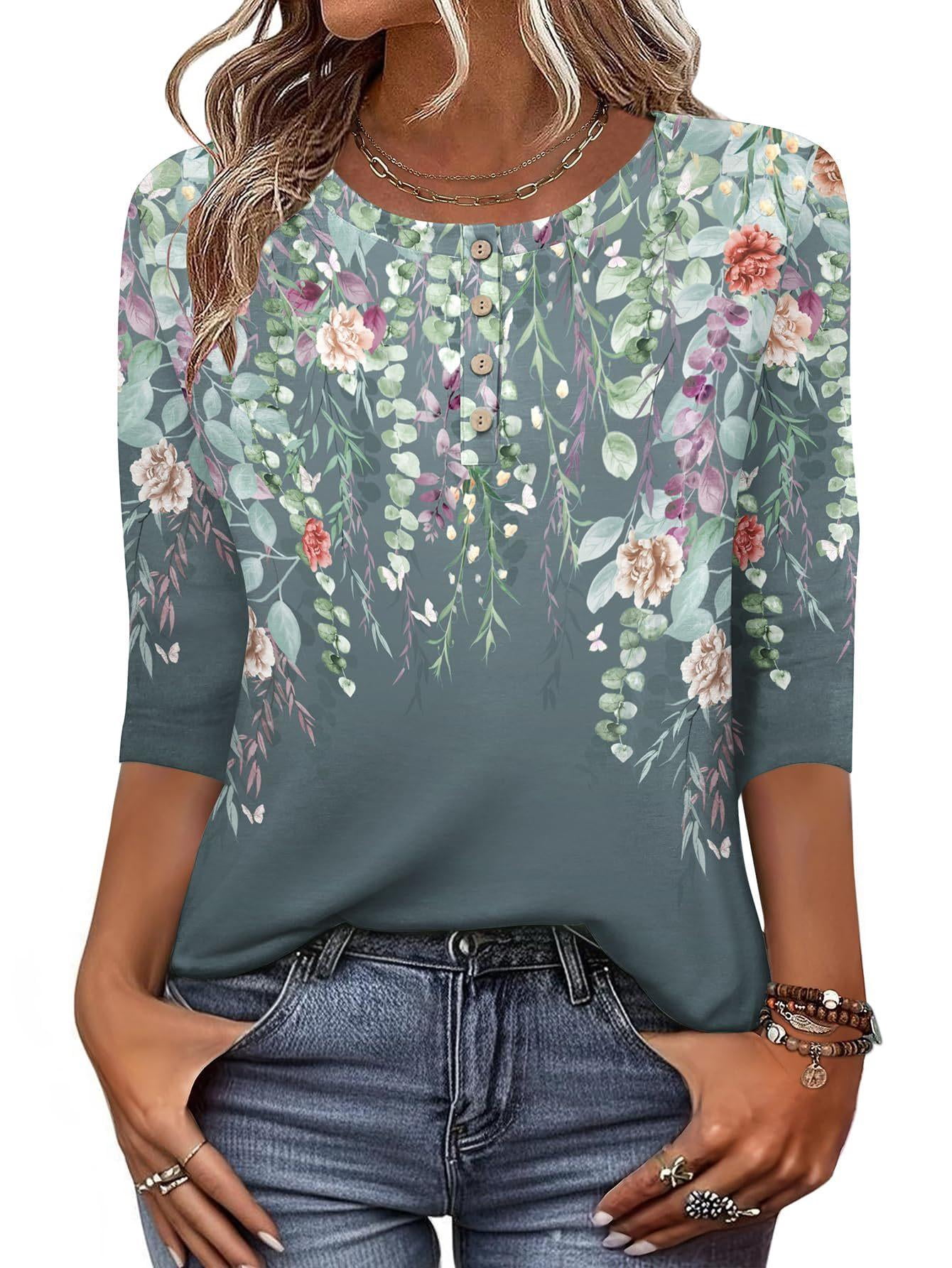 Work By Spring Formula Zeagoo Womens Spring Tops 3/4 Sleeve Crew Neck T-Shirts Summer Business ...